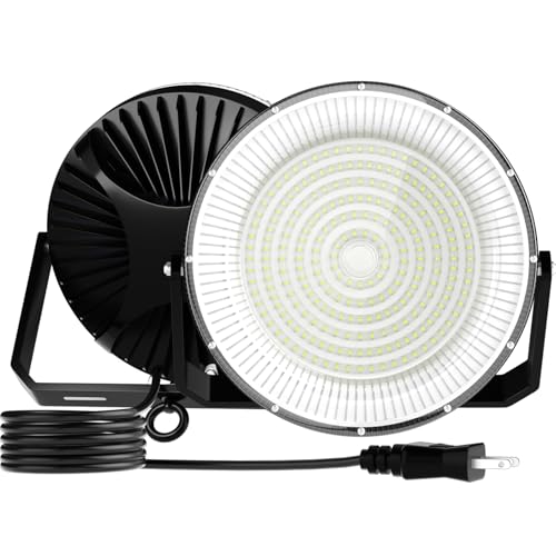 【驚異の明るさ・省電力】TANKAO 投光器 高天井灯 led投光器 LED高天井照明 防水 100V 高輝度 6500K 昼白色 UFO型 IP66 ハイベイライト 85-220V ガレージライト 掲示板 体育館 展覧会 駐車場 運動場 工場 倉庫 車庫 高天井用 天井吊り用 屋内 屋外 プラグ付 2m配線 PSE認証